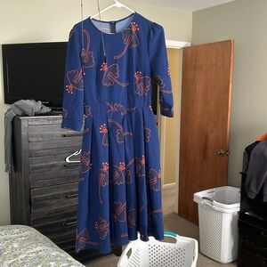 Blue and orange pattern dress, comfortable
